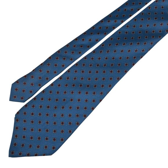 Liberty of London Men's Teal Blue 100% Silk Geometric England Necktie Tie - Picture 2 of 5
